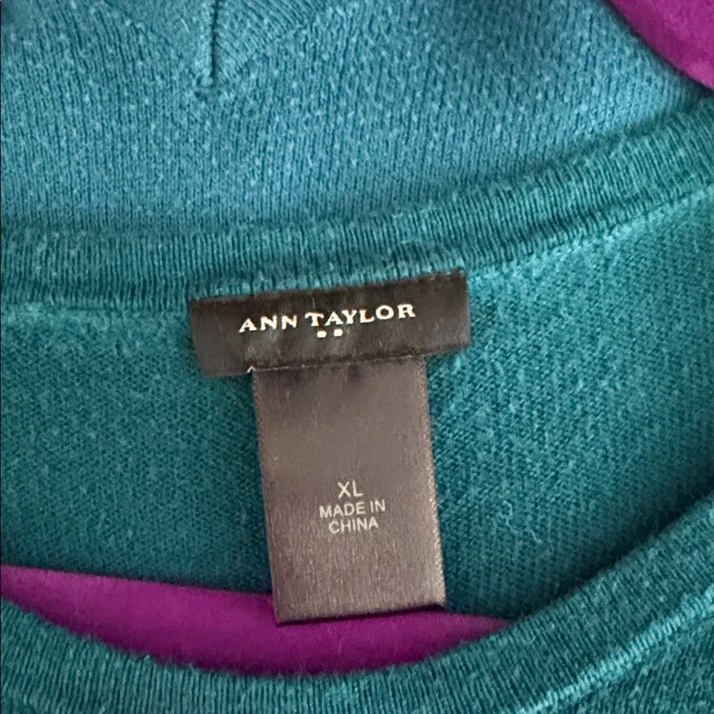 Ann Taylor Teal Button-Shoulder Long Sleeve sweater - Picture 2 of 3